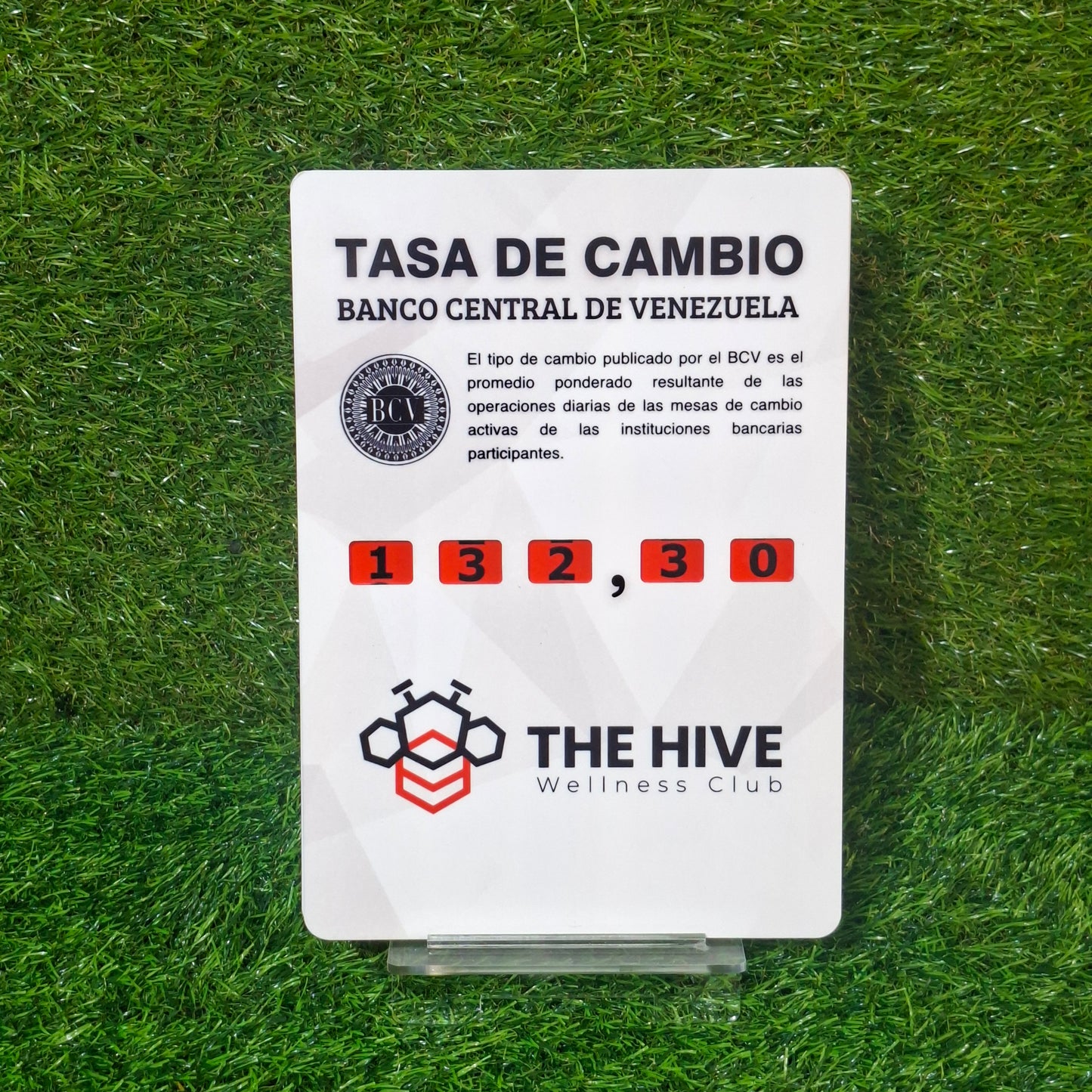 Hablador tasa BCV en acrilico blanco sublimado full color con números integrados