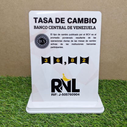 Hablador tasa BCV en acrilico blanco sublimado full color con números integrados