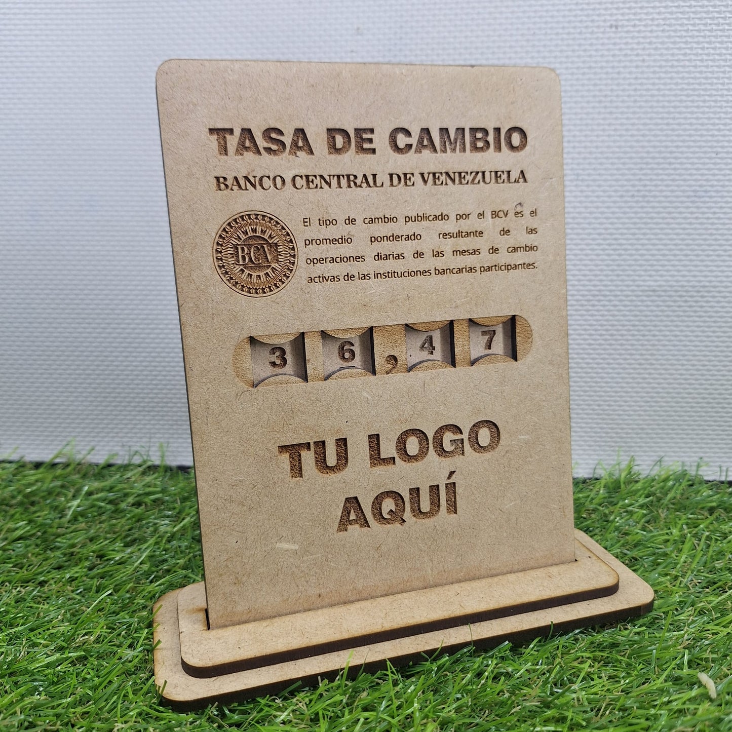 Hablador tasa BCV en madera MDF con números integrados