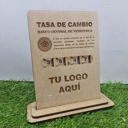 Hablador tasa BCV en madera MDF con números integrados