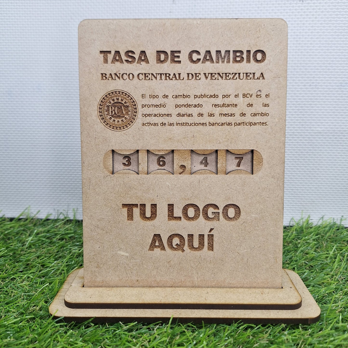 Hablador tasa BCV en madera MDF con números integrados